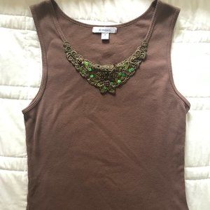 Brown Tank Top with Detail